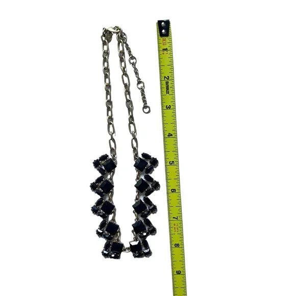 J Crew Gold Black Crystal Adjustable Statement Necklace - Picture 9 of 12